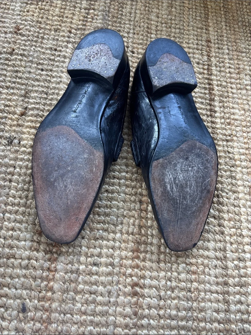 Ermenegildo Zegna Black Men’s Ostrich Leather Penny Loafers